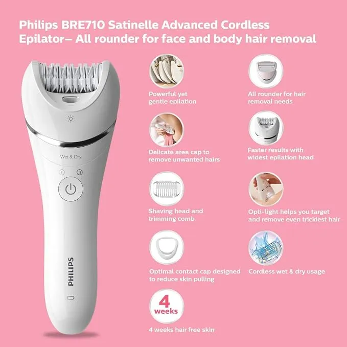 Philips Cordless Epilator– All-Rounder for Face and Body Hair Removal (White) 2