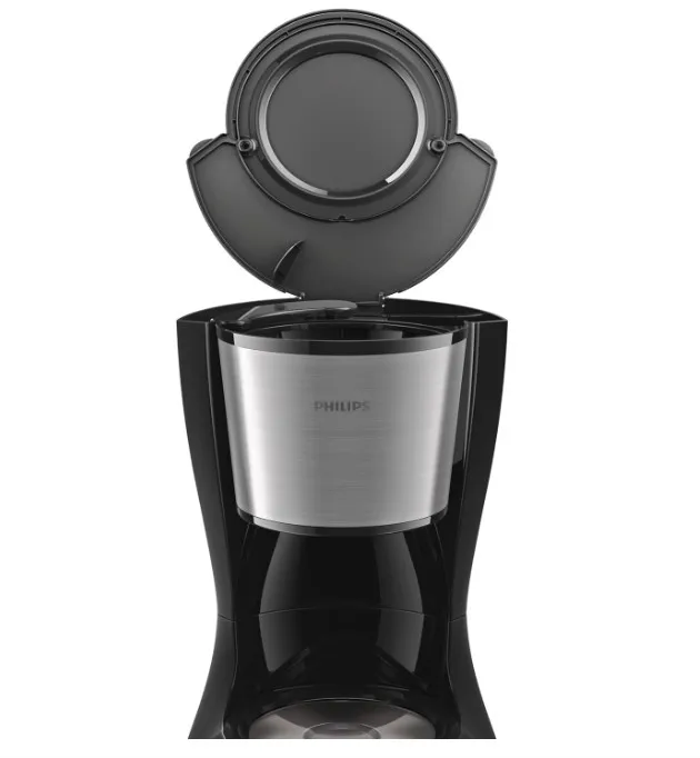Philips Drip Coffee Maker - 1.2L, Up to 15 Cups, Glass Jug, Auto Off Function, Silver/Black - HD7462/20