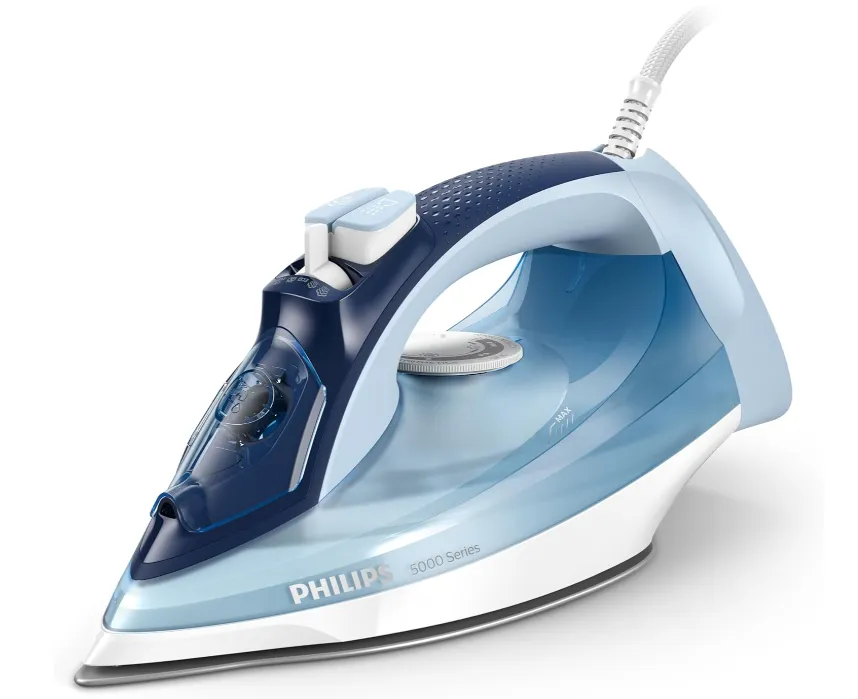 Philips DST5020/26 Steam Iron 5000 Series – 2400W Fast Heat – SteamGlide Plus Soleplate – 40 g/min Continuous Steam – 180 g Steam Boost – Anti-Drip & Calc-Clean System – Purple/White