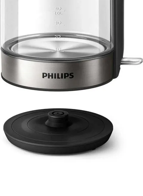 Philips Electric Glass Kettle, 1.7L, 2200W, HD9339/81, HD9339/80, Clear/Silver/Black 2