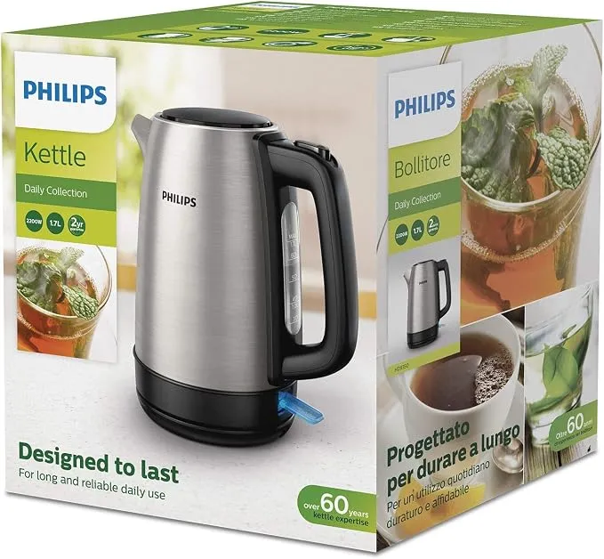 Philips Electric Kettle - 1.7L Capacity, Spring Lid, Indicator Light, Pirouette Base, Stainless Steel, - HD9350/92 4