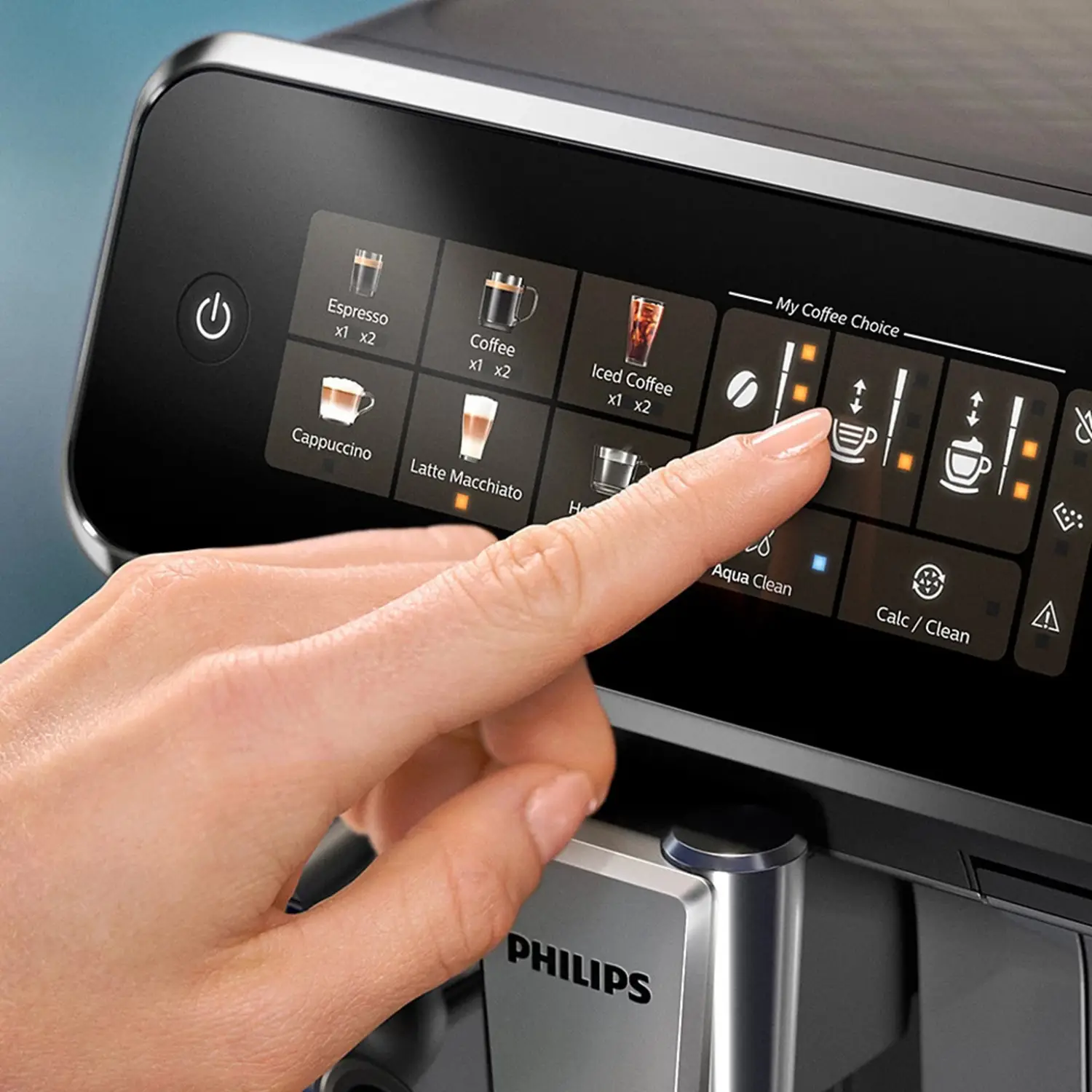 Philips Fully Automatic Coffee Machine Series 3300-6 Beverages, 1.8L Water Capacity, 1500W, LatteGo, SilentBrew, Coloured Touch Display, 12 Grinder Settings, Black Chrome - EP3347/90 3