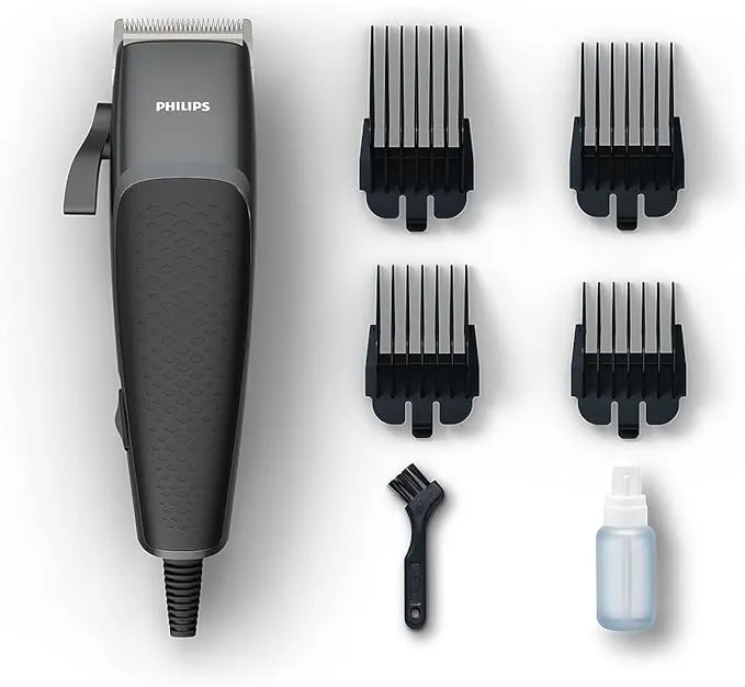 Philips Hairclipper Series 3000 Home Clipper Copper Motor Coil, Durable, Steel Blades, 2.4M Cord, 4 Click-On Combs, Hc310013. 2 Years Warranty