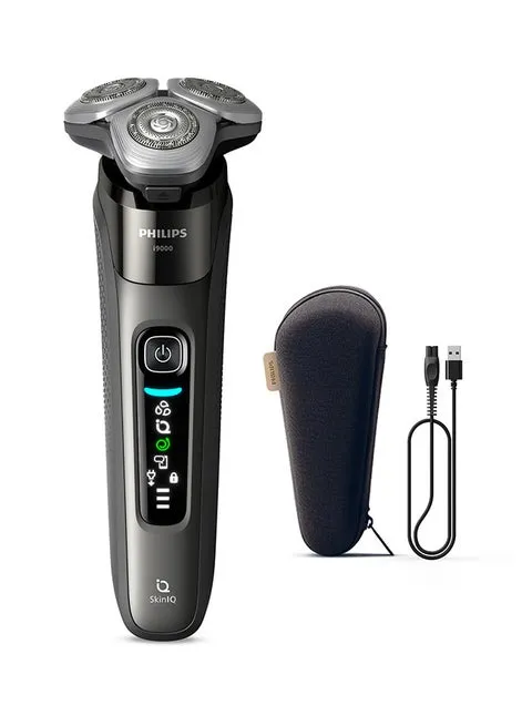 Philips i9000 Wet & Dry Electric Shaver X9002/05 with SkinIQ Technology Built-in Trimmer Travel Pouch Black