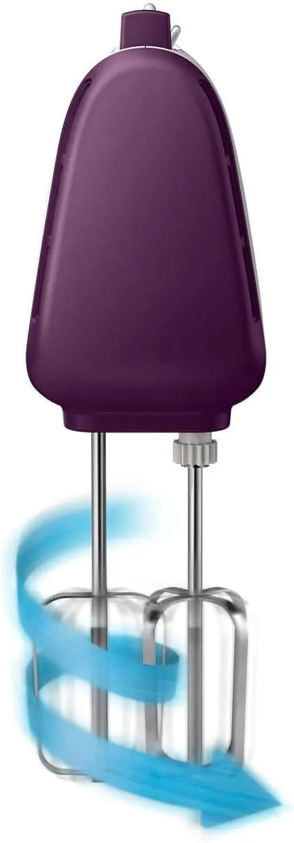 Philips Mixer - 400W - Double Balloon Beater, Kneading Tool, 5 Speeds + Turbo, White/Purple - HR3740/11 5