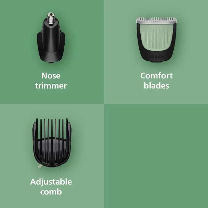 Philips Multigroom 3000 Series All-in-One 7-Piece Trimmer: Razor and Hair Trimmer for Face and Head, Self-Sharpening Skin-Friendly Blades, Ten Length Settings, Model MG3930/15 4