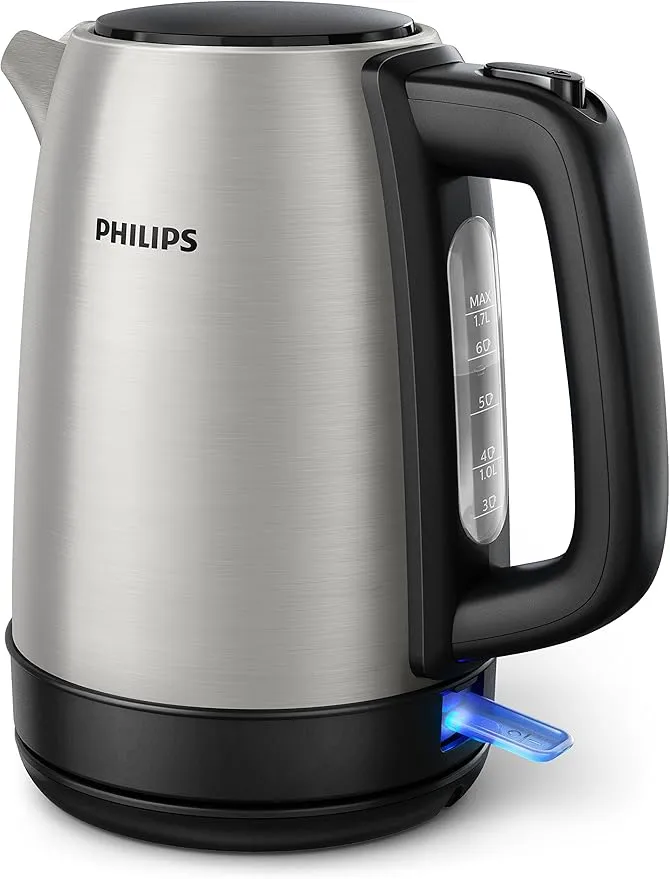 Philips, New Daily Metal Kettle, 1.7 Liters Capacity, 2200 Watts, Silver/Black, HD9350/92 3