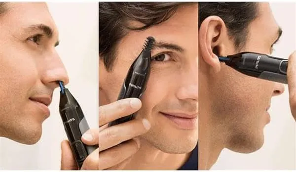 PHILIPS Nose Hair Trimmer, Series 3000 Nose, Ear and Eyebrow Trimmer Showerproof with Protective Guard System, Battery Operated, No pulling Guaranteed NT3650/16, Grey 3