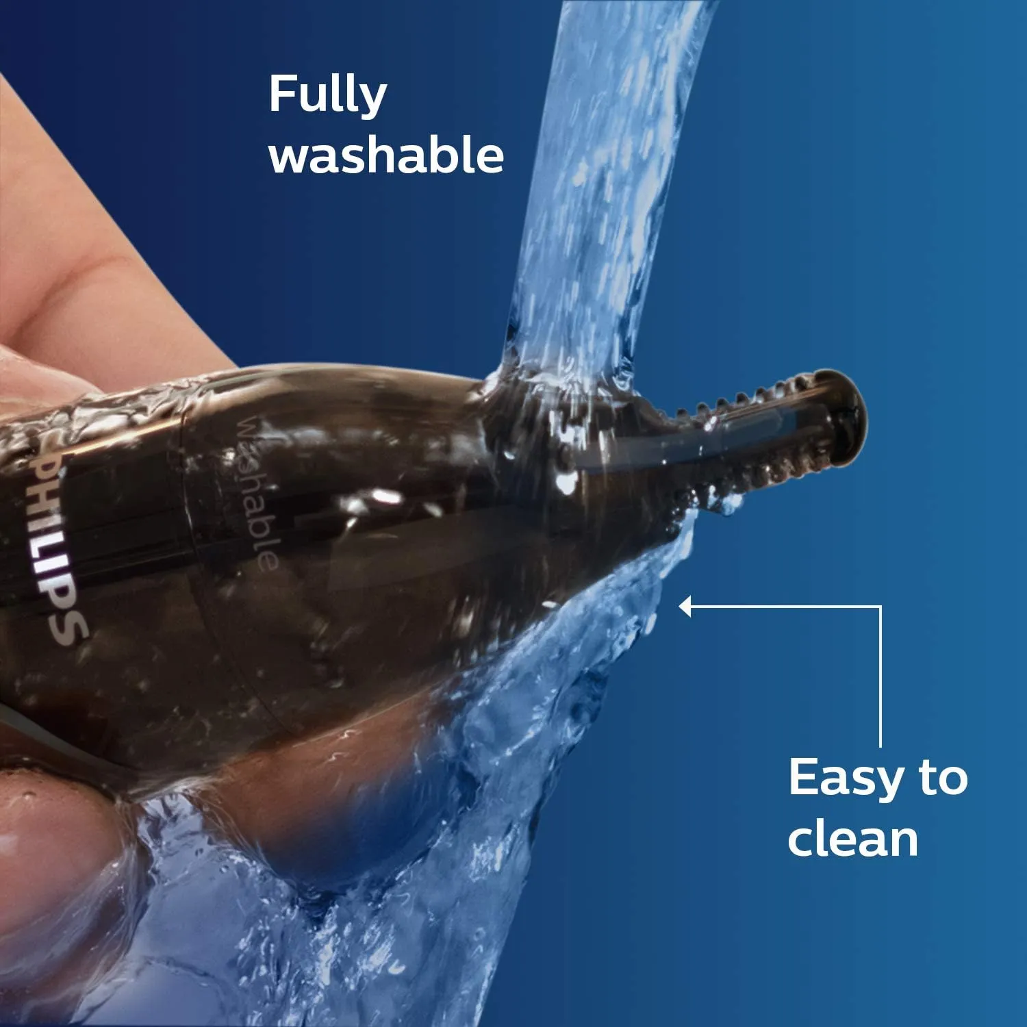 PHILIPS Nose Trimmer Nt3650/16, Cordless Nose, Ear & Eyebrow Trimmer with Protective Guard System, Fully Washable, Including AA Battery, 2 Eyebrow Combs, Pouch Gray 4
