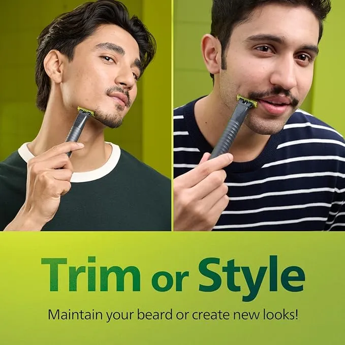 Philips OneBlade QP1424/10 Trim, Edge and Shave, 2 x Click-on Stubble Combs (1, 3 mm), Rechargeable, Wet & Dry Use - International Warranty 3