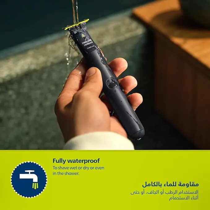 Philips OneBlade QP1424/10 | Trim, Edge & Shave Any Length | 2 Stubble Combs, Dual-Sided Blade | Wet & Dry Use, 30min Cordless 5