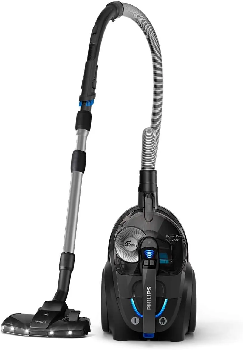 Philips PowerPro Expert Bagless Vacuum Cleaner - 900W, PowerCyclone 8, TriActive+ LED nozzle, 2L Dust Capacity, Black - FC9747/09