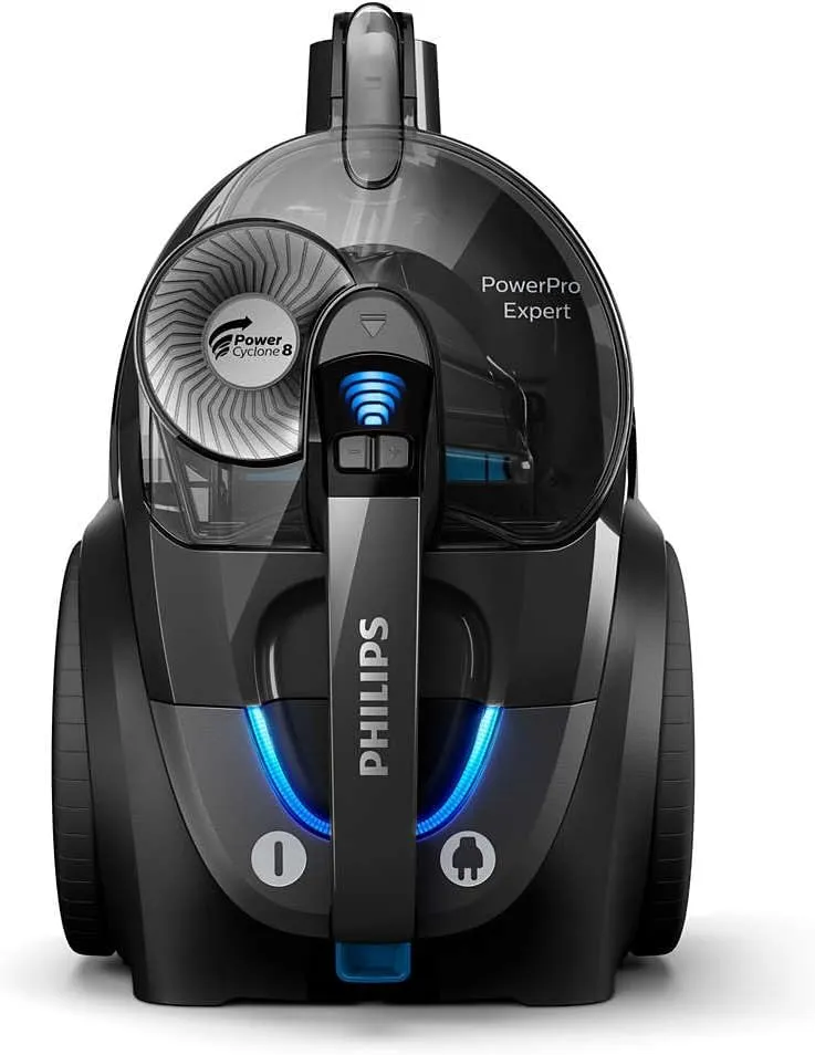 Philips PowerPro Expert Bagless Vacuum Cleaner - 900W, PowerCyclone 8, TriActive+ LED nozzle, 2L Dust Capacity, Black - FC9747/09