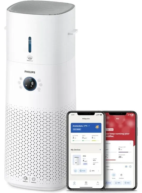 Philips Series 3000 2-in-1 Air Purifier and Humidifier, AC3737/10, White