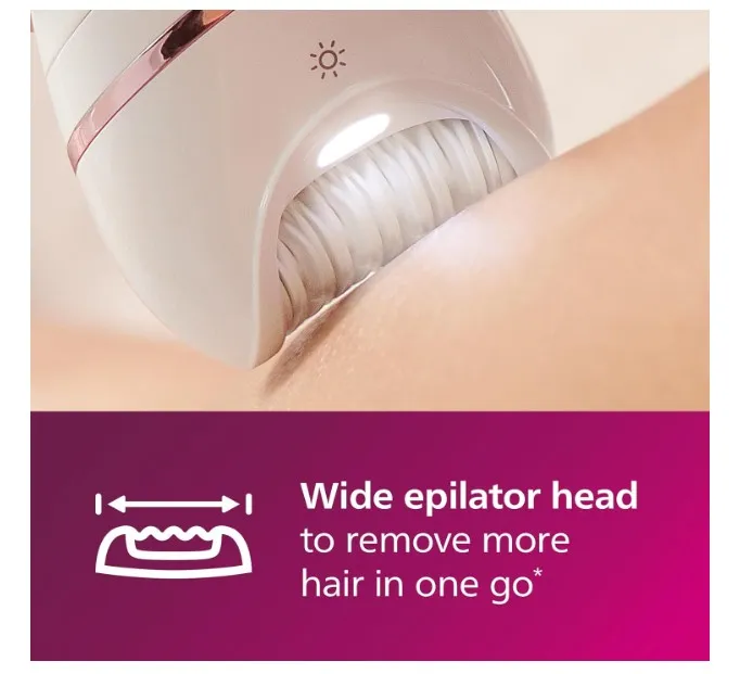 Philips Series 8000 Epilator, Wet And Dry Cordless Hair Removal And Skin Care System, For Legs, Body With 9 Accessories Including Shaver Head And Pedicure Foot File Bre740/11, White 3