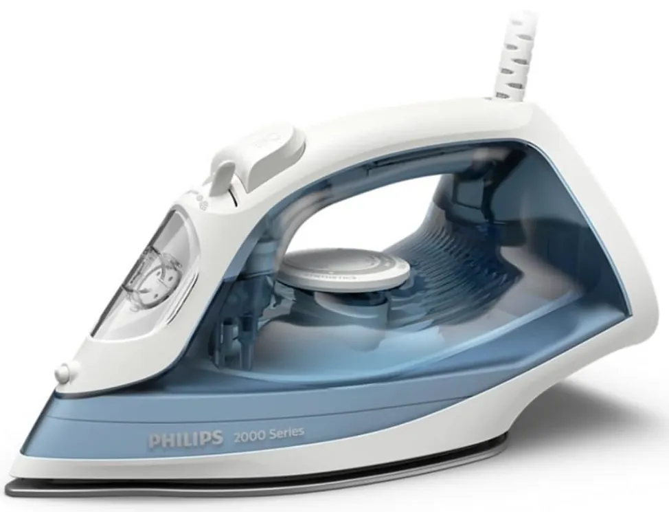 Philips Steam Iron 2000 Series - 2000W, 25 g/min Continous Steam, 100g Steam Boost, Non-Stick Soleplate, Drip-Stop, 4 Settings, Light Weight, Blue - DST2010/26