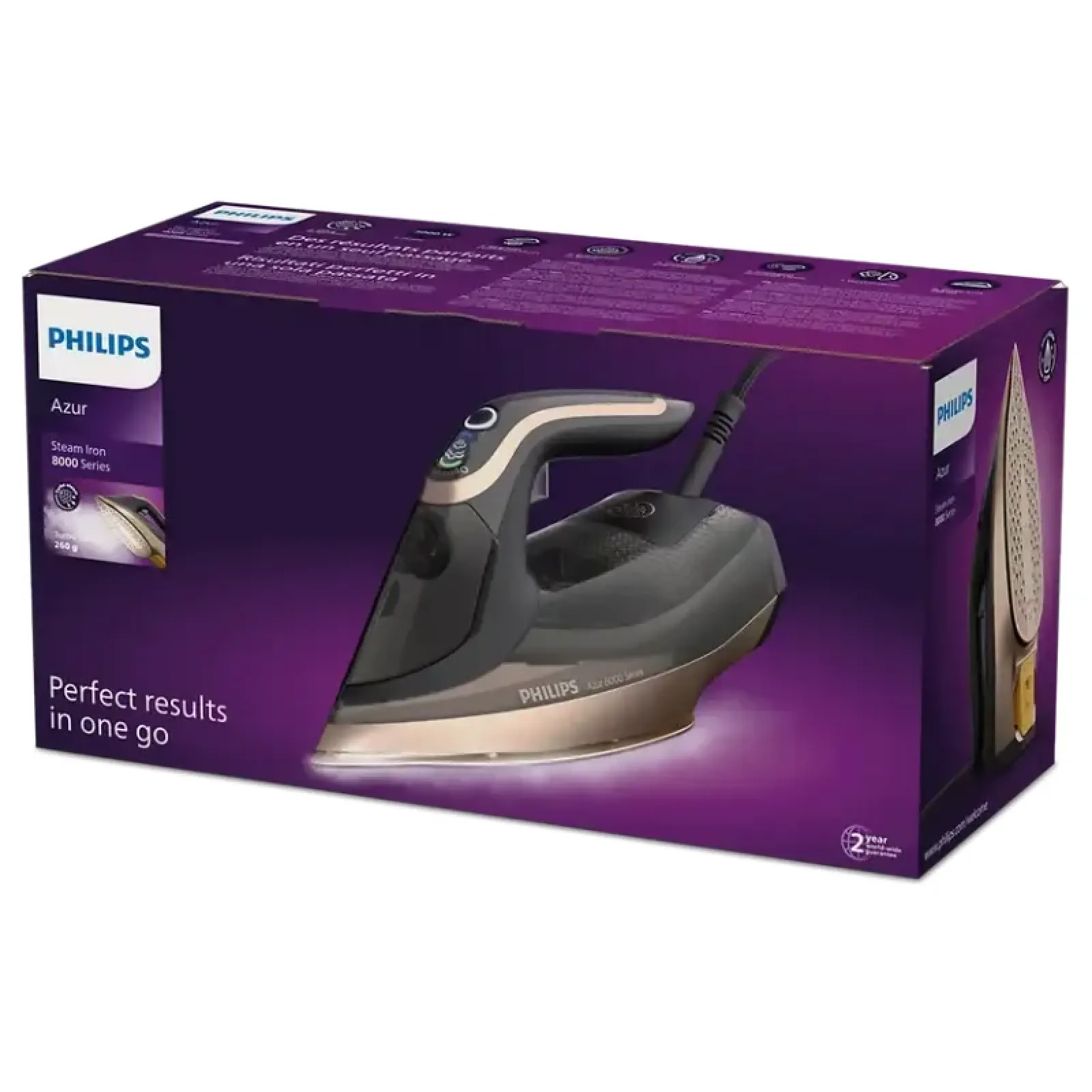 Philips Steam Iron 8000 Series, 350ml, 3000W, DST8041/86, Gold/Black 3