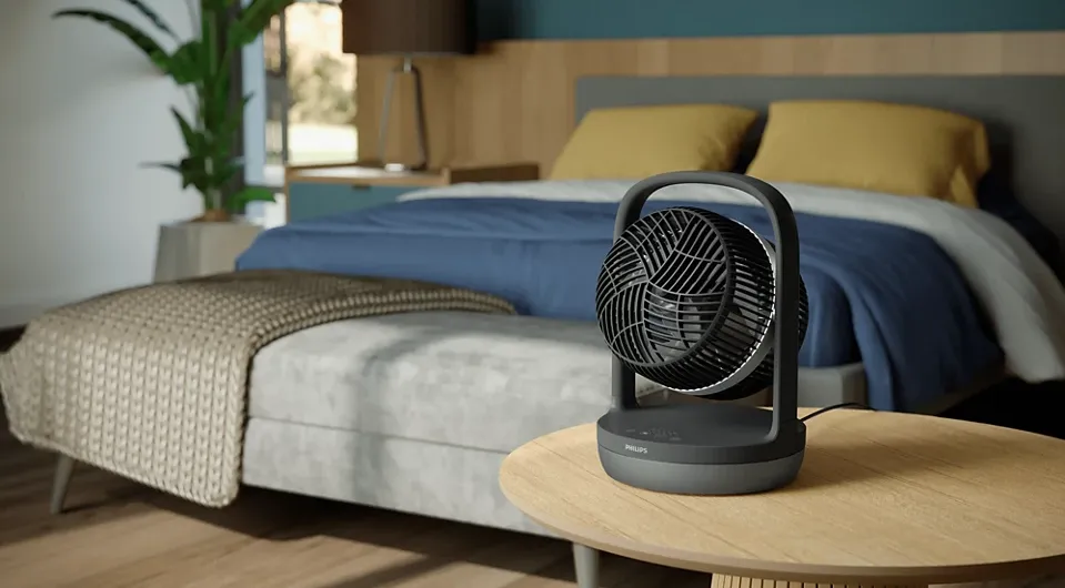 Philips Table Fan 3000 Series - Fan Airflow 738 m³/h, 22cm Head Diameter, 180° Tiltable & Oscillating, 3 Speeds, Sleep Mode, Compact, Black - CX3050/01 4