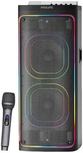 Philips TAX4069 Party Speaker, Wireless Bluetooth Karaoke with LED Light Effects & Microphone Support | TAX4069