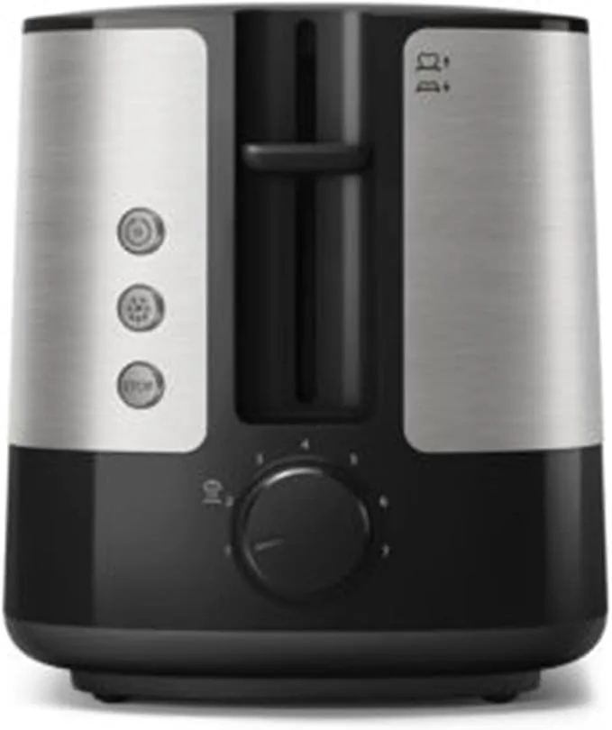 Philips Toaster Viva Collection - 2 Extra Wide Slots, 7 Browning Levels, Built-in Bun Warmer, Auto-Shut, Cancel Button, Defrost Function, Metal/Black - HD2637/9 5