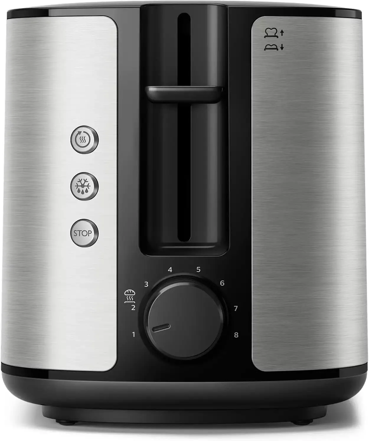 Philips Toaster Viva Collection - 950W, Two Wide Slots, 8 Browning Settings, Auto-Off, Defroste Mode, Cancel Button, Metal/Black - HD2650/91