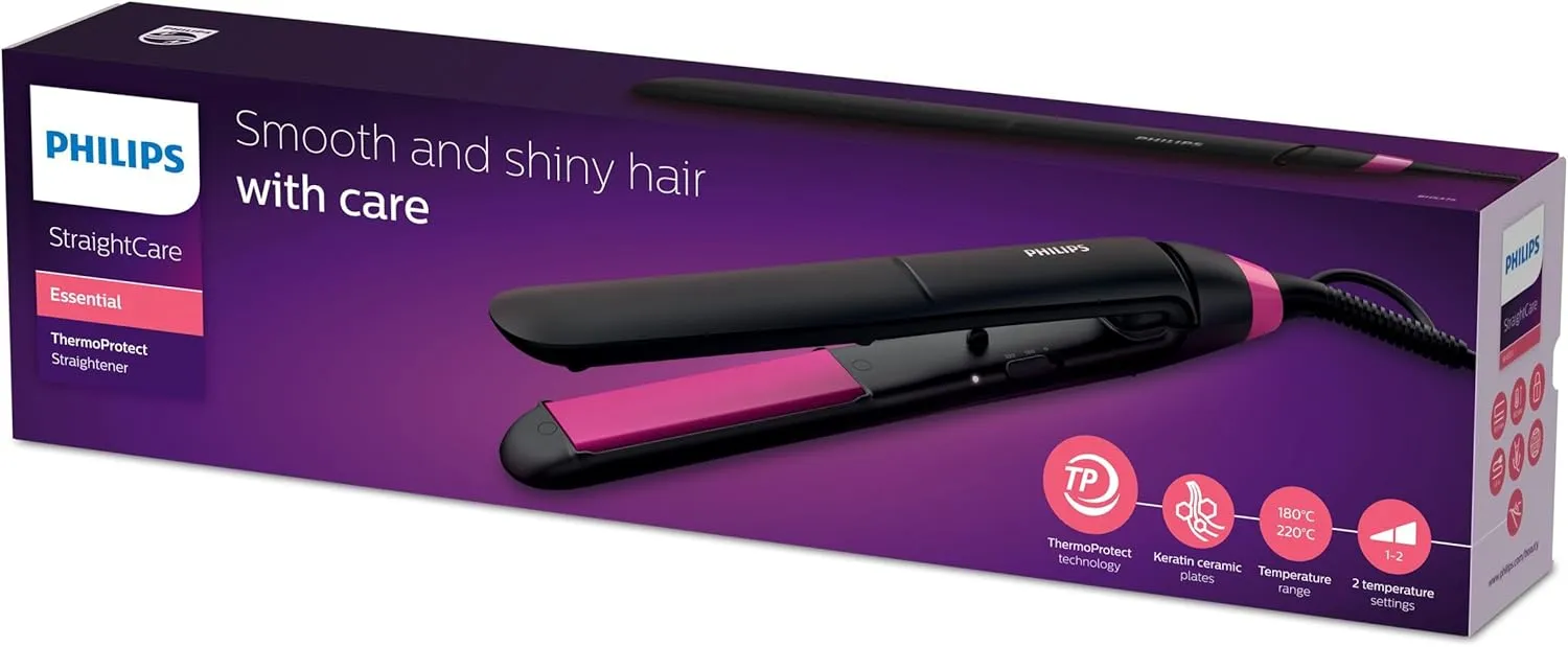 PhilipsThermoProtect straightener BHS375/03|Keratin Ceramic Plates | Styling temperature 180°C / 220°C | 110-240 V 5