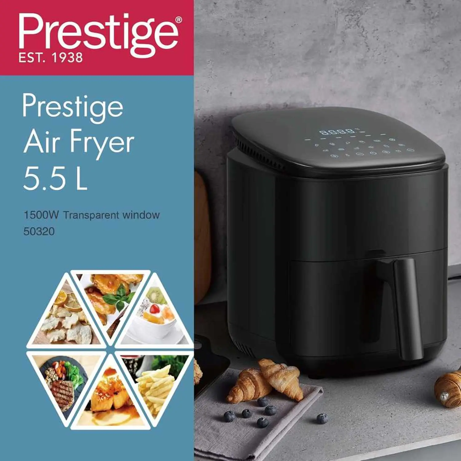 Prestige Air Fryer 3.5 Litre 1500W | Non Stick Coated Frying pan with Grill | Touch Panel with 12 Preset Function - PR50319 3