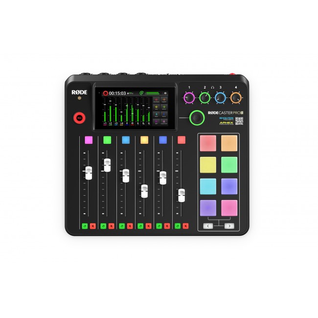 RØDE RØDECaster Pro II Integrated Audio Production Studio, 4 Revolution Preamps, 9-Channel Mixer, SMART Pads, Dual USB-C, Bluetooth & Multitrack Recording – Black