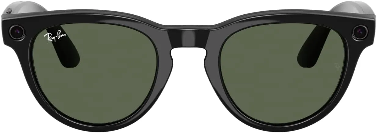 RAY-BAN Meta Gen 2 Headliner - AI Glasses for Men & Women - Shiny Black | 12MP Camera, 3K Ultra HD Video, Voice Command, Open-Ear Audio, 8H Battery, Meta AI App - G-15 Green Lenses