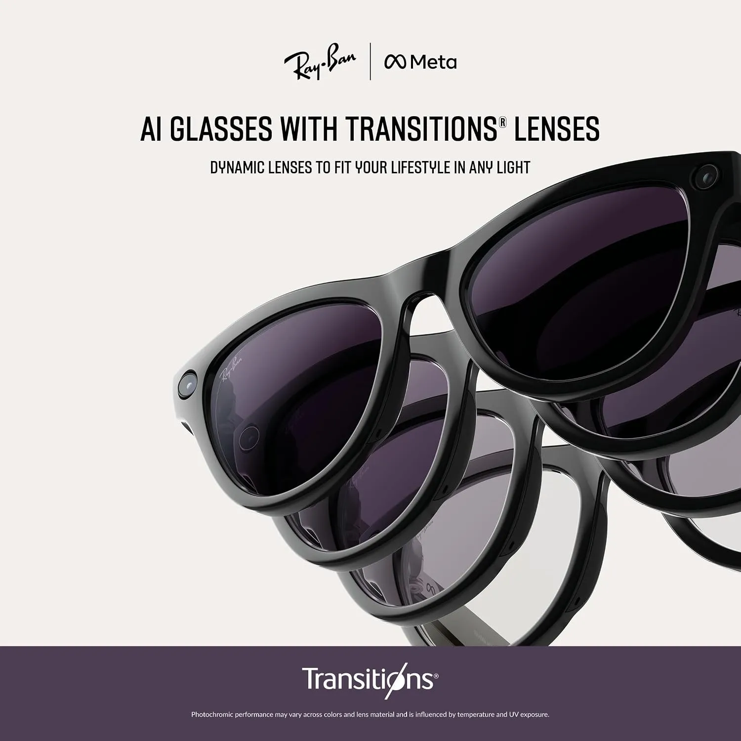 Ray-Ban Meta Skyler Gen 2 — Shiny Black / Transitions Amethyst 3