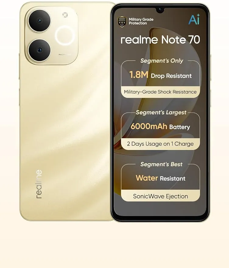 Realme Note 70 4GB RAM 128GB Storage Dual SIM Smartphone – Large Display, Long-Lasting Battery, AI Camera, Smooth Performance