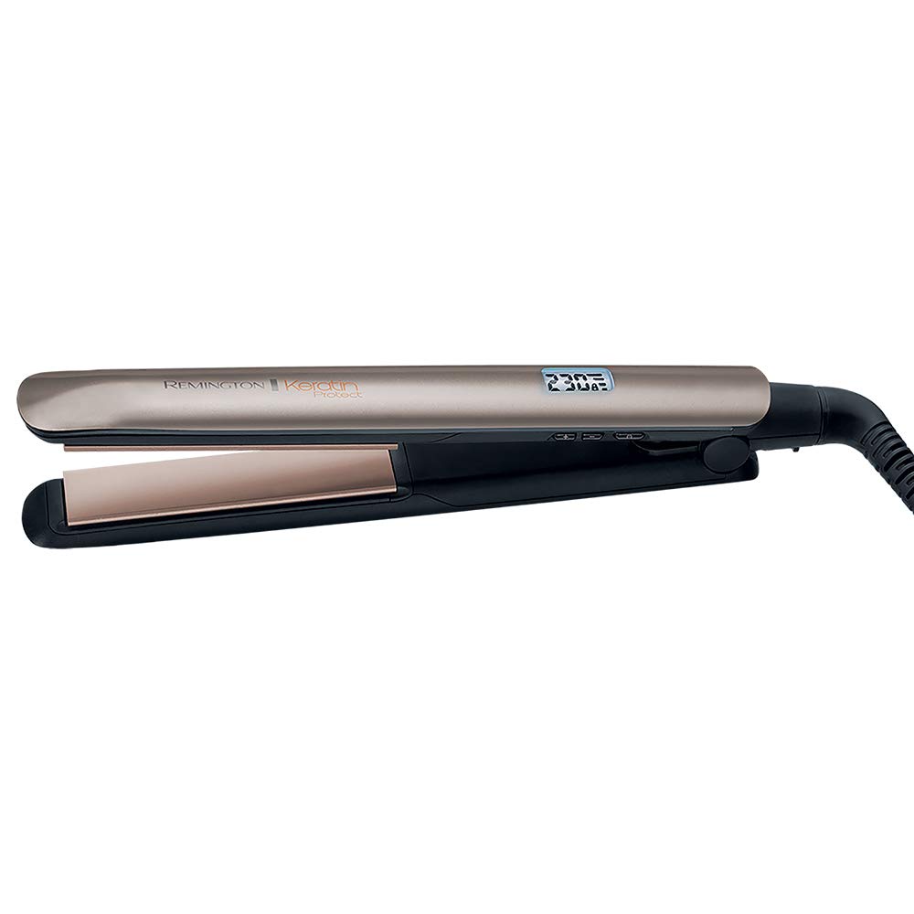 Remington Keratin Protect Hair Straightener, Advanced Ceramic Coating Infused with Keratin & Almond Oil, 9 Temperature Settings, Digital Display, 15-Second Heat-Up – S8540