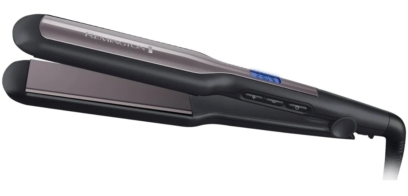 Remington Pro Ceramic Extra Wide Plate Hair Straighteners for Longer Thicker Hair, Digital Temperature Control S5525, BLACK