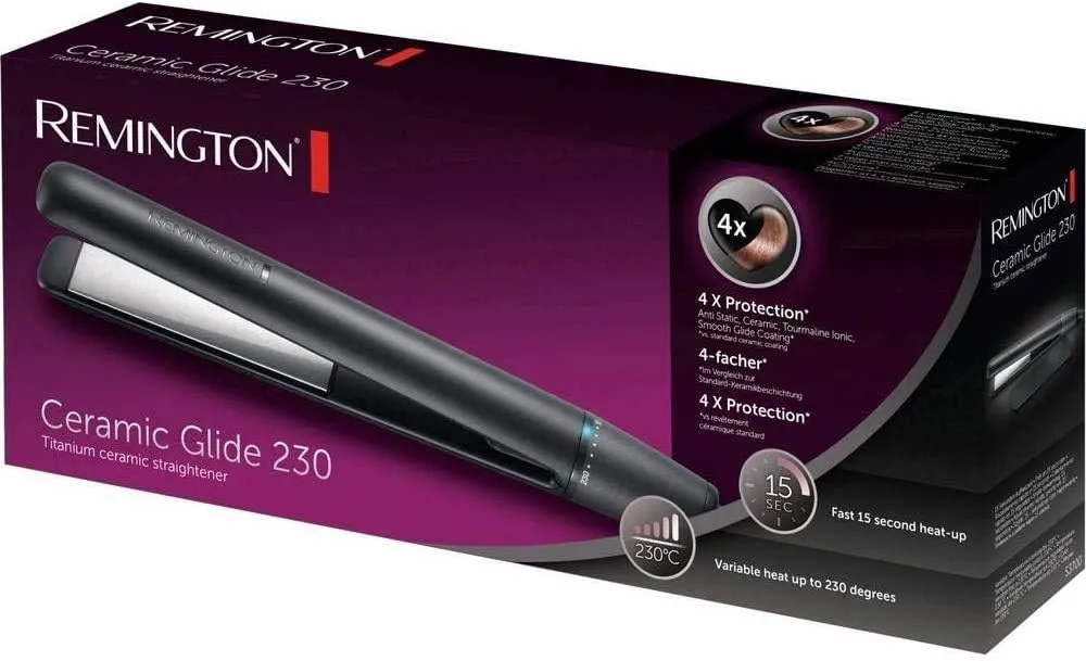 REMINGTON RES3700,REMINGTON CERAMIC GLIDE 230 STRAIGHTENER, black, 30 CM
