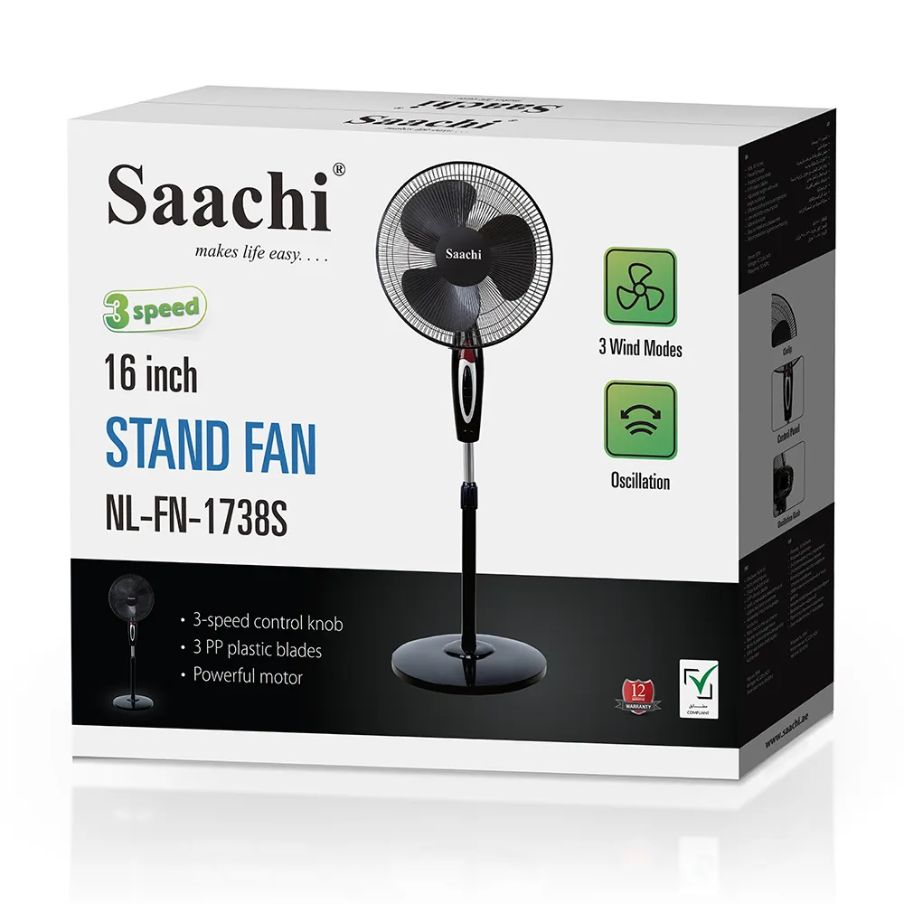 Saachi 16-Inches Stand Fan NL-FN-1738S-BK 2