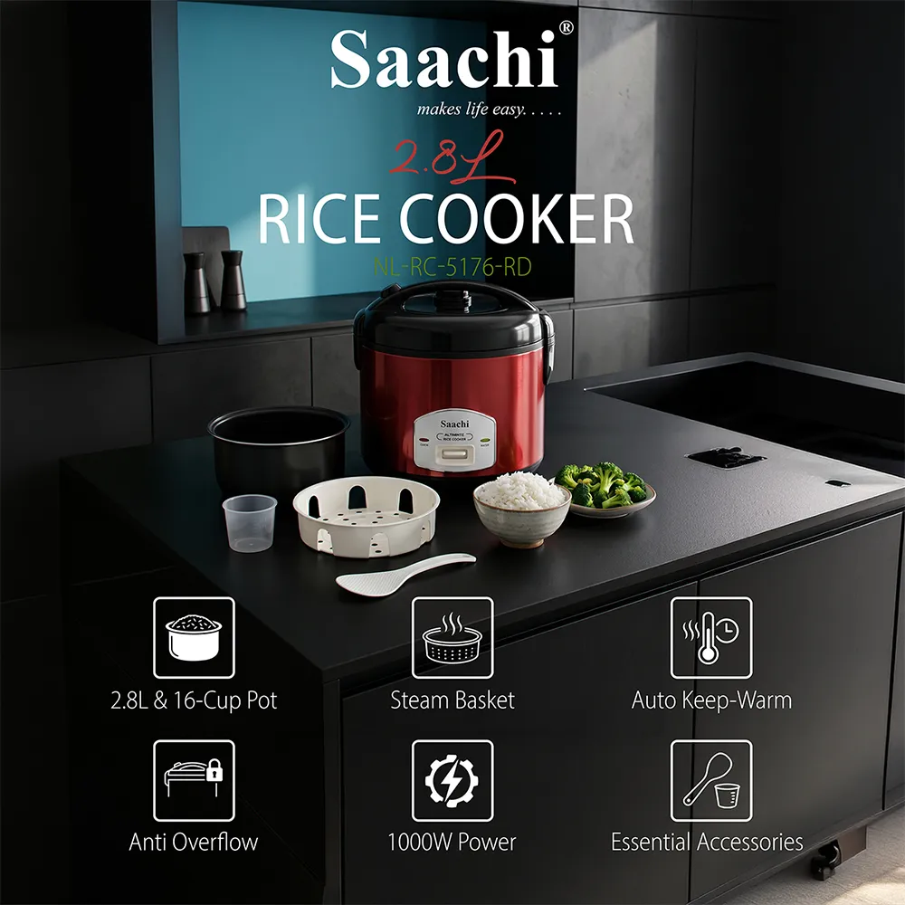 Saachi 2.8-Litres Rice Cooker NL-RC-5176-RD 4