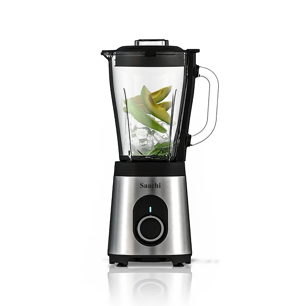 Saachi NL-BL-4411-BK 2-in-1 Blender with 1.7L Glass Jar, 900ml To-Go Bottle, 600W Motor, 2 Speeds with Pulse, 4-Wing Stainless-Steel Blade, Safety Lock & Overheat Protection – Black 4