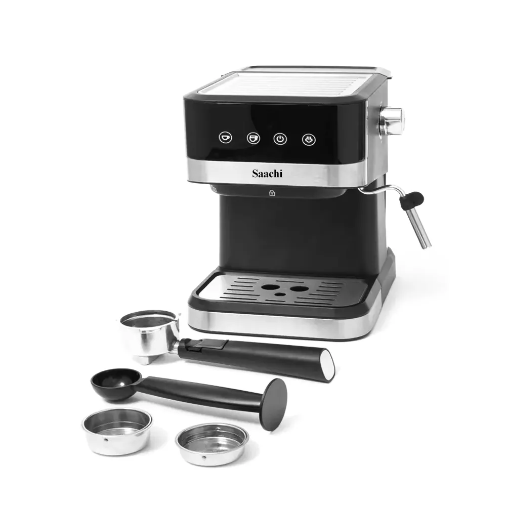 Saachi NL-COF-7065-BK 20-Bar Espresso Coffee Maker, 1050W Semi-Automatic Cappuccino & Latte Machine, 1.5L Detachable Water Tank, Digital Touch Control, Steam Milk Frother, Dual Stainless-Steel Filters and Cup-Warming Plate – Black 3