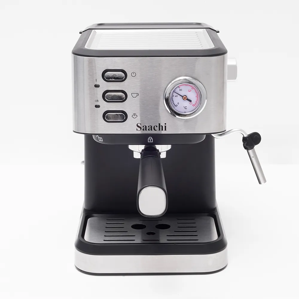 Saachi NL-COF-7073-BK 20-Bar Espresso Coffee Maker, 1050W Cappuccino & Latte Machine, 1.5L Removable Water Tank, Swivel Steam Milk Frother, Dual Stainless-Steel Filters, Cup-Warming Plate and Removable Drip Tray – Black