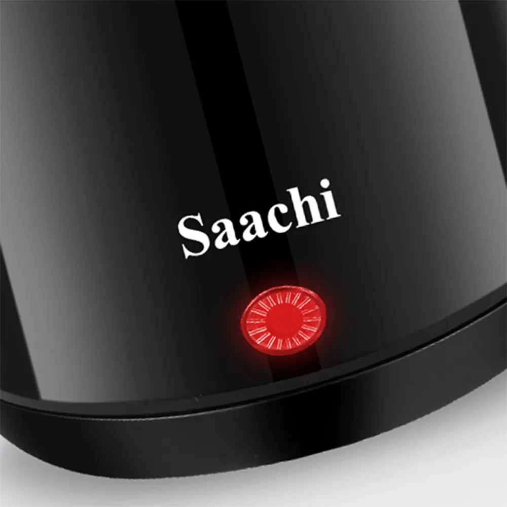Saachi NL-KT-7754-BK Electric Kettle, 1850–2200W Rapid Boil, Automatic Shut-Off, Internal Water-Level Indicators, Detachable Cord and Heat-Resistant Handle – Black/Stainless Steel 3