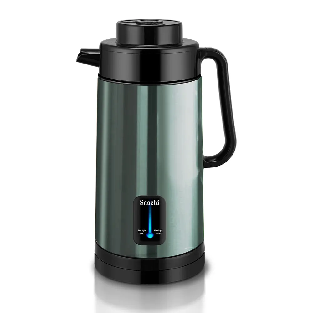 Saachi NL-KT-7771-GN 3.0L Stainless-Steel Electric Flask Kettle, 1500W, Smart-Chip Auto Boil, 10-Hour Keep-Warm Function, Overheat Protection, 360° Cordless Base, Press-Release Lid & Anti-Scalding Top – Green 4