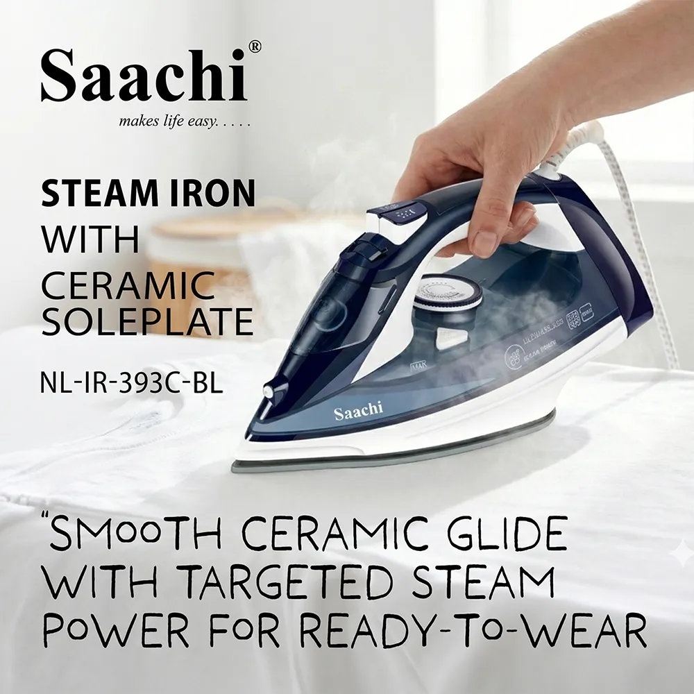 Saachi Steam Iron With Ceramic Soleplate NL-IR-393C-BL 4