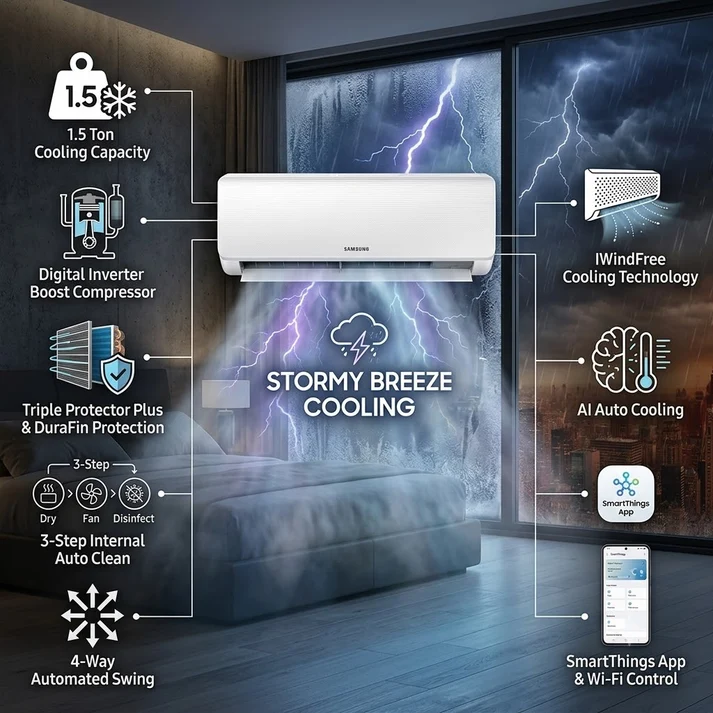 Samsung 1.5 Ton Inverter Split Air Conditioner - AR18TVFCCWKX 3