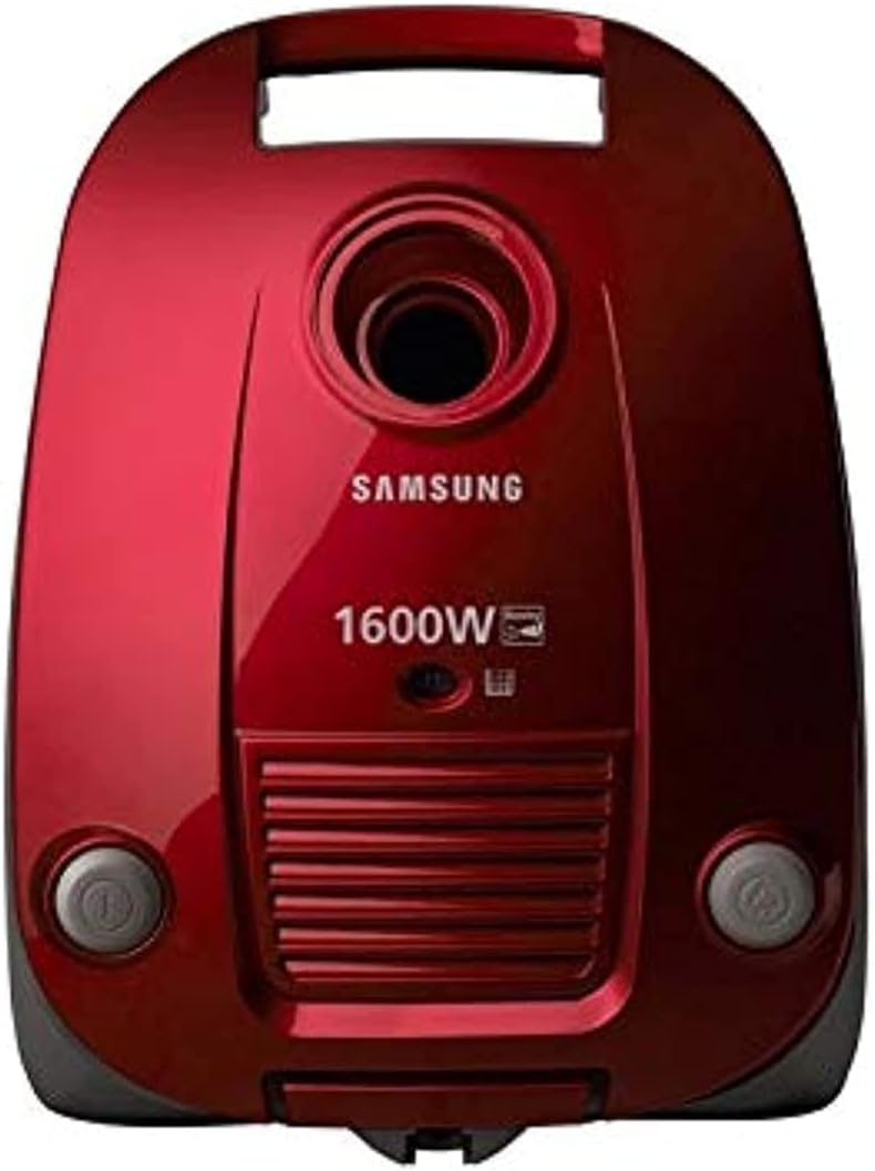 Samsung SC4130 Bagged Canister Vacuum Cleaner, 1600W Motor, 320W Suction Power, 3L Dust Capacity, Easy Dust Blowing Function, Micro HEPA H11 Filter, Variable Power Control, Red – 1 Year Warranty