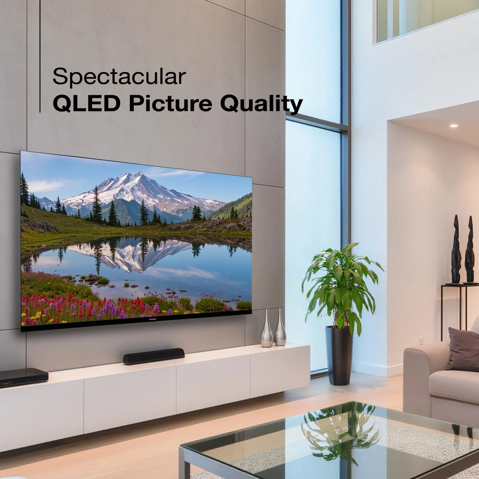 Sansui 43" QLED Smart LED Television – SS43LTQ502 43-Inch Full HD QLED Google TV with HDR10, Dolby Audio, Chromecast Built-in, Bezel-Less Design, Wi-Fi & Bluetooth