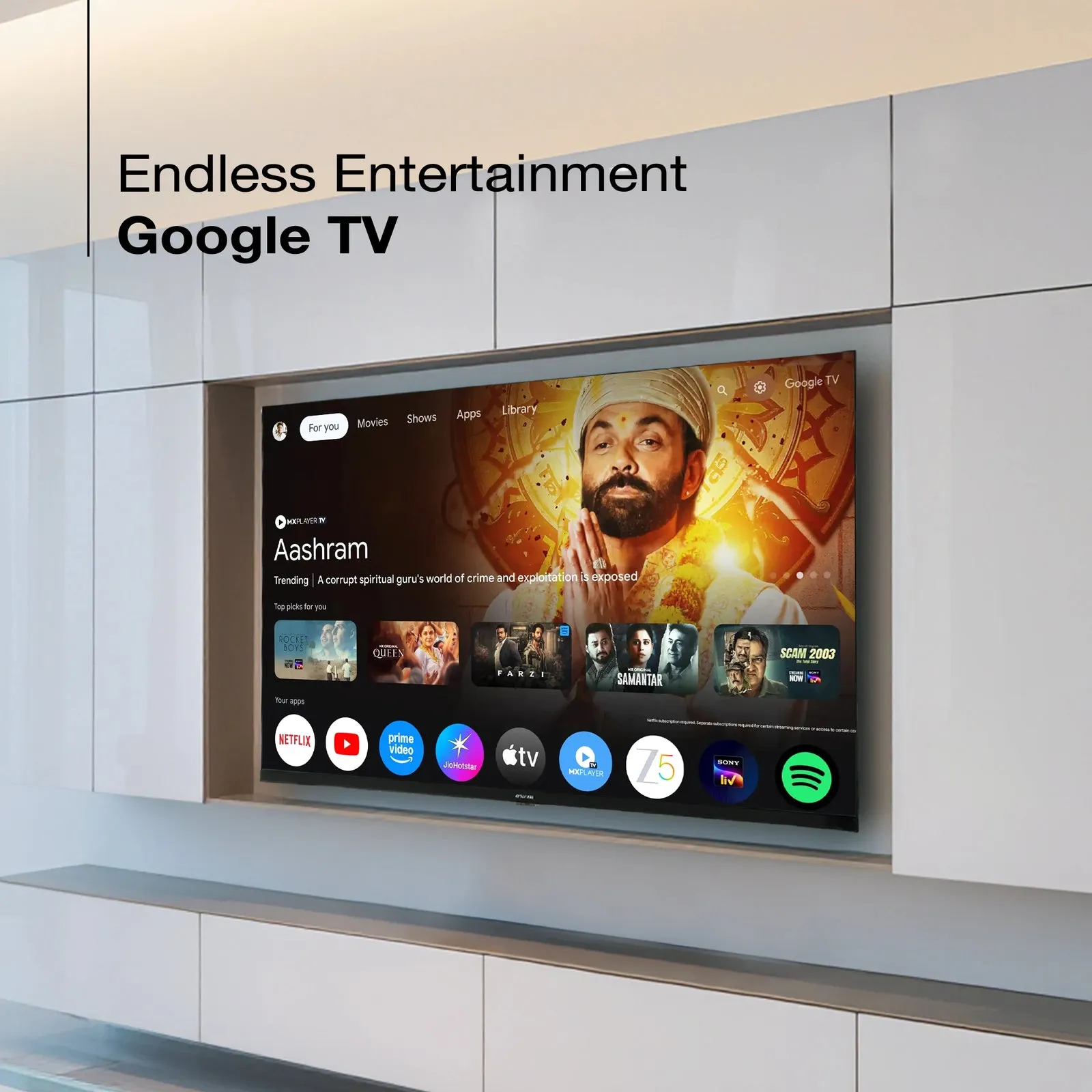 Sansui 43" QLED Smart LED Television – SS43LTQ502 43-Inch Full HD QLED Google TV with HDR10, Dolby Audio, Chromecast Built-in, Bezel-Less Design, Wi-Fi & Bluetooth 5