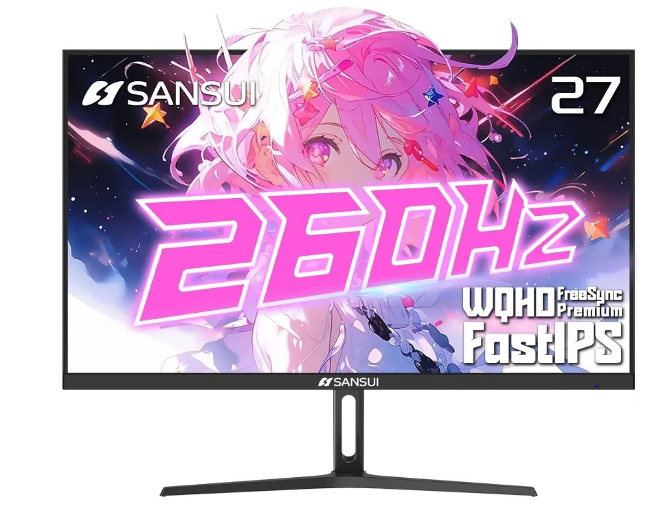 SANSUI F6 Gaming Monitor, 27" Fast IPS Display, WQHD Resolution, 260Hz Refresh Rate, 1ms (MPRT) Response Time, AMD FreeSync Premium Technology, Black | ESA-G27F6Q PRO