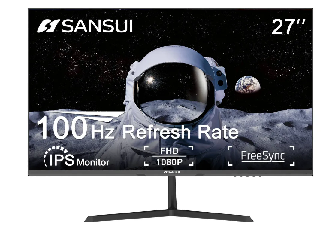 SANSUI X3AL Monitor, 27" IPS Display, FHD Resolution, 120Hz Refresh Rate, 5ms (OD) Response Time, 300Nits Brightness, AMD FreeSync Technology, Black | ES-27X3AL