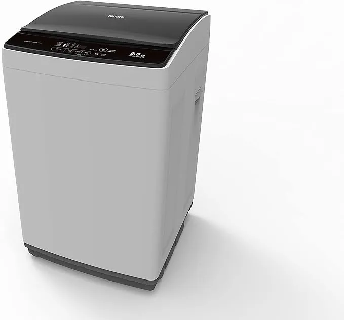 Sharp 9KG Top Load Washing Machine – ES-ME95CZ-S Fully Automatic Washing Machine with 900 RPM Spin Speed, Stainless Steel Tub, Intelligent Waterfall System, Tub Clean Function, Child Lock & Light Grey Finish
