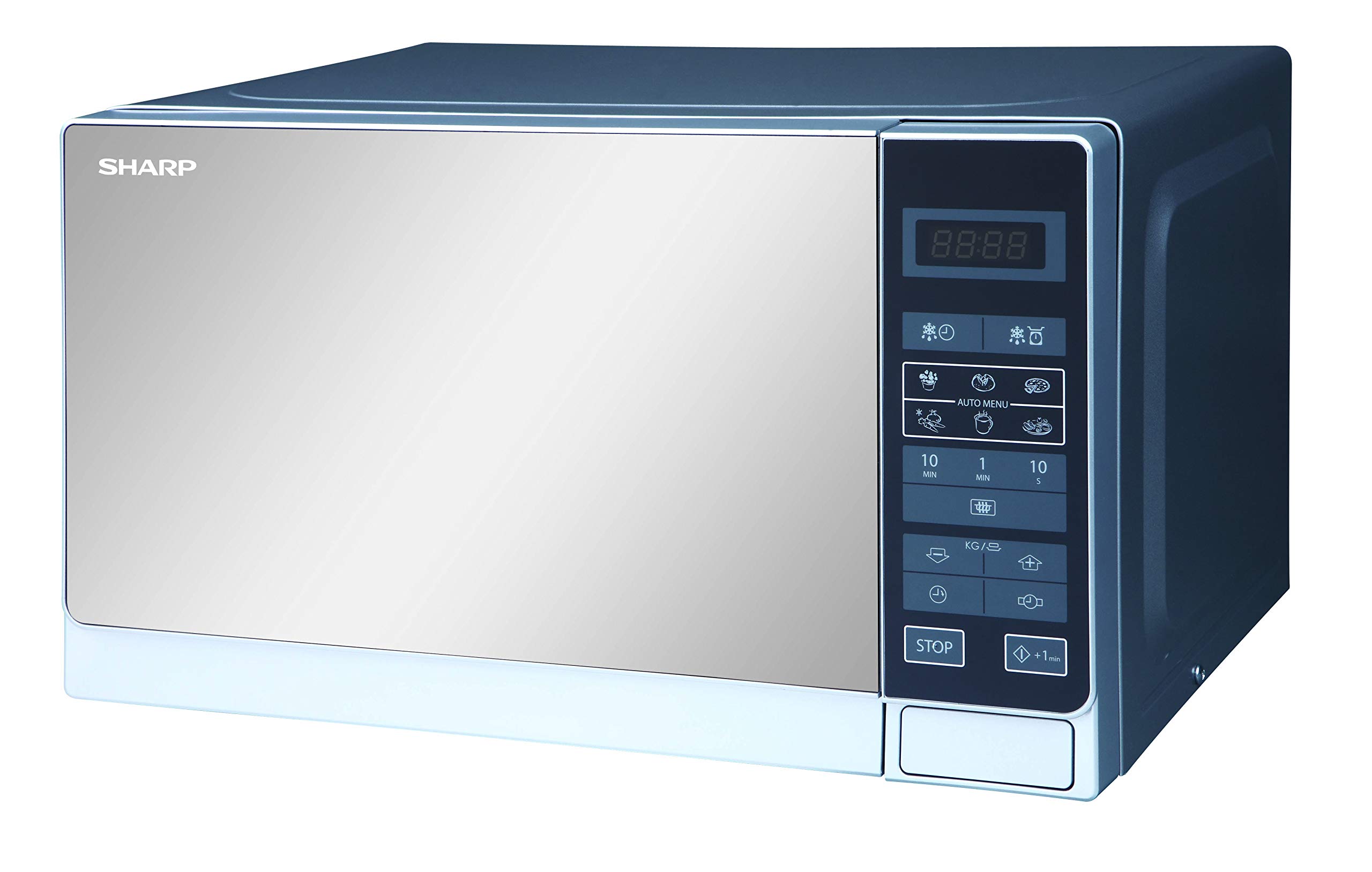 Sharp Digital Solo Microwave Oven, 20L Capacity, 800W Output, 6 Auto-Cook Menus, 11 Power Levels, Auto Defrost, Child Lock, LED Display, 255mm Turntable, Silver/Grey – R-20MT(S)